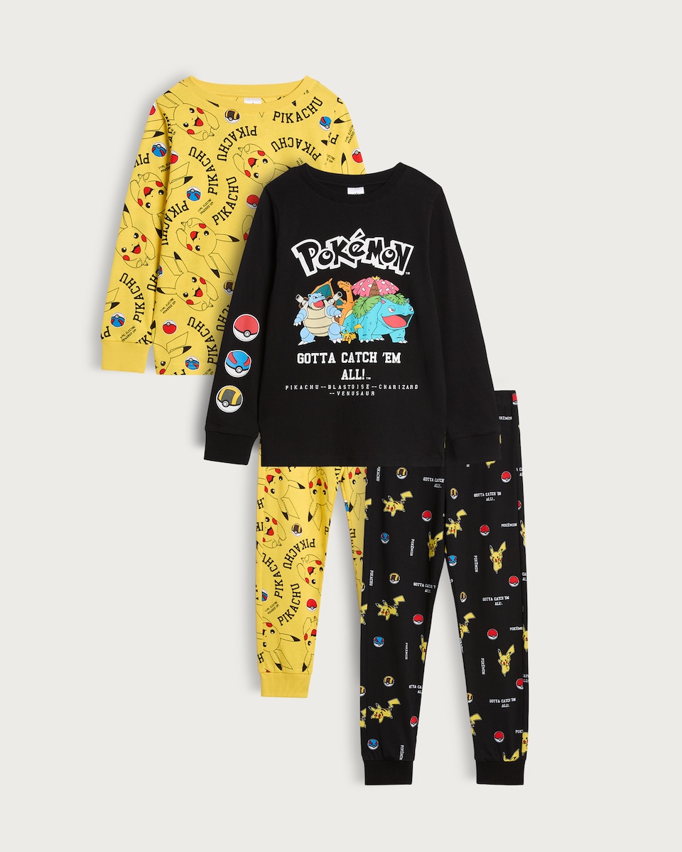 Pokémon 2-Pack Pure Cotton Gotta Catch 'Em All Pyjamas in Multi