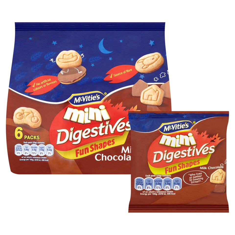 image 1 of Mcvities Mini Milk Chocolate Digestives 6X25g