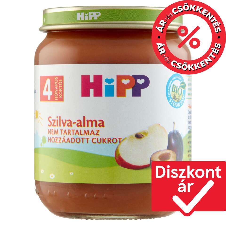 HiPP BIO szilva-alma gyümölcskészítmény bébidesszert 4 hónapos kortól 125 g