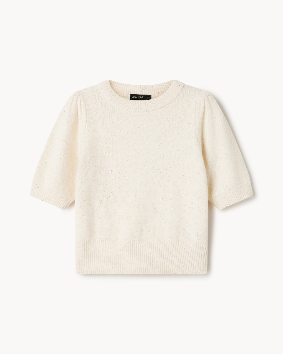 image 1 of F&F Sequin Sparkle Jumper in Cream