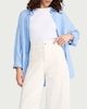 image 3 of F&F High Rise Wide Leg Cropped Jeans in Ecru