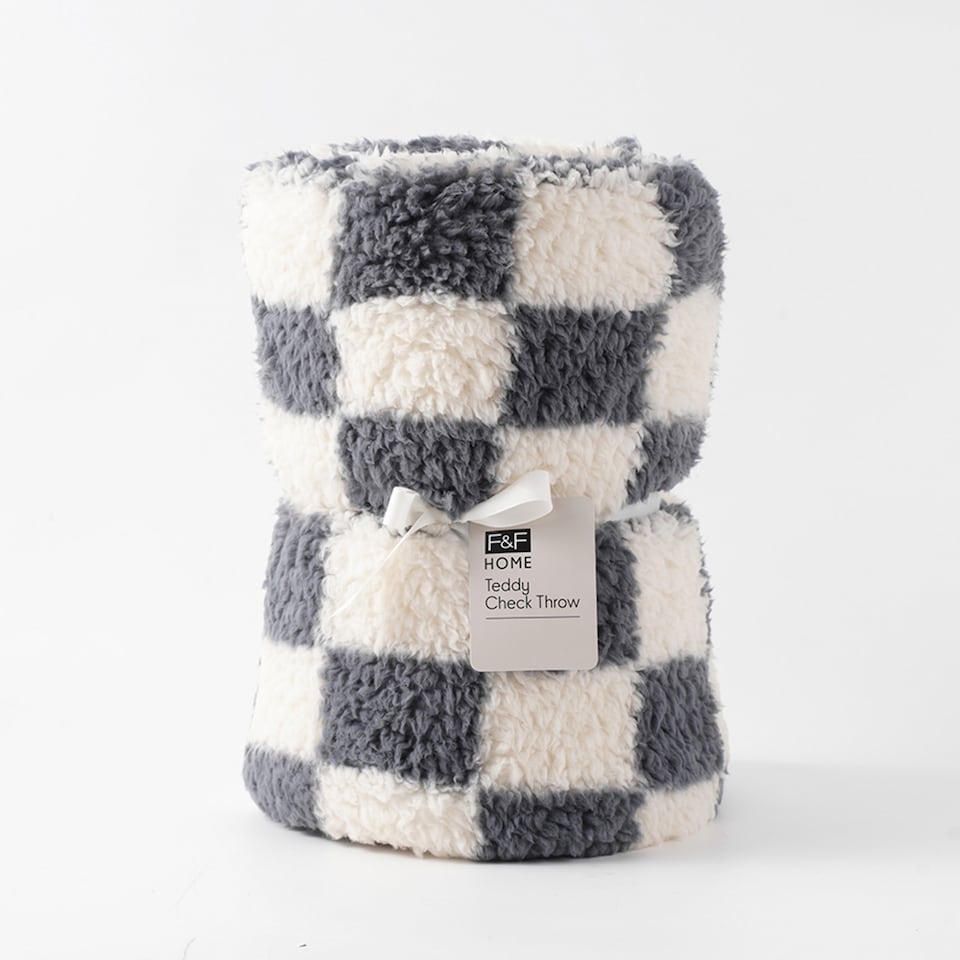 F&F Home Burgundy Teddy Check Throw