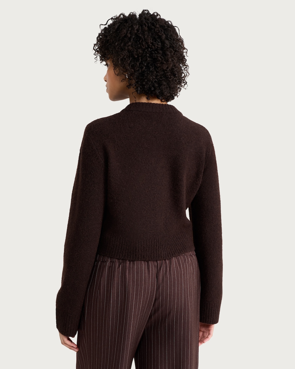 image 1 of OH ME OH MY Button Up Cropped Cardigan in Chocolate