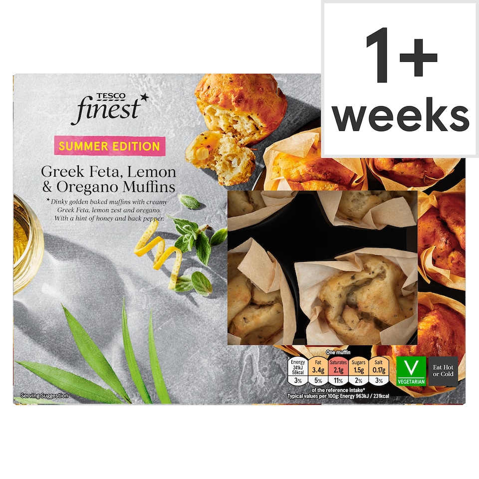 Tesco Finest Greek Feta, Lemon and Oregano Muffins 150g