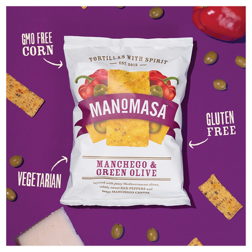 image 1 of Manomasa Green Olive And Manchego Tortilla Chips 140G