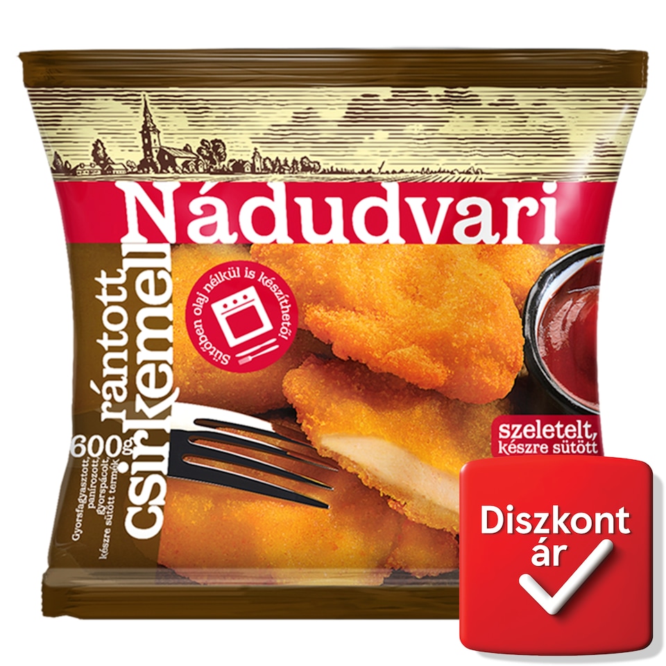 Nádudvari gyorsfagyasztott szeletelt, készre sütött rántott csirkemell 600 g