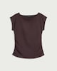 image 4 of F&F Cotton Rich Ruched Side Cap Sleeved Top in Chocolate