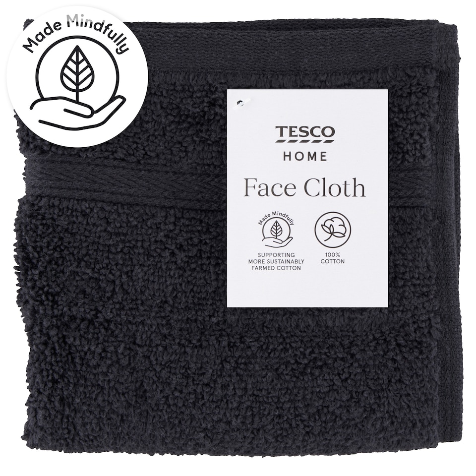 Tesco Home fekete színű arctörlő 30 cm x 30 cm
