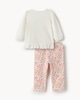 image 2 of F&F Baby 2-Piece Cotton Rich Bunny Floral Top and Leggings Set in Cream