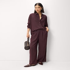 F&F Pleated Pinstripe Wide Leg Trousers in Purple