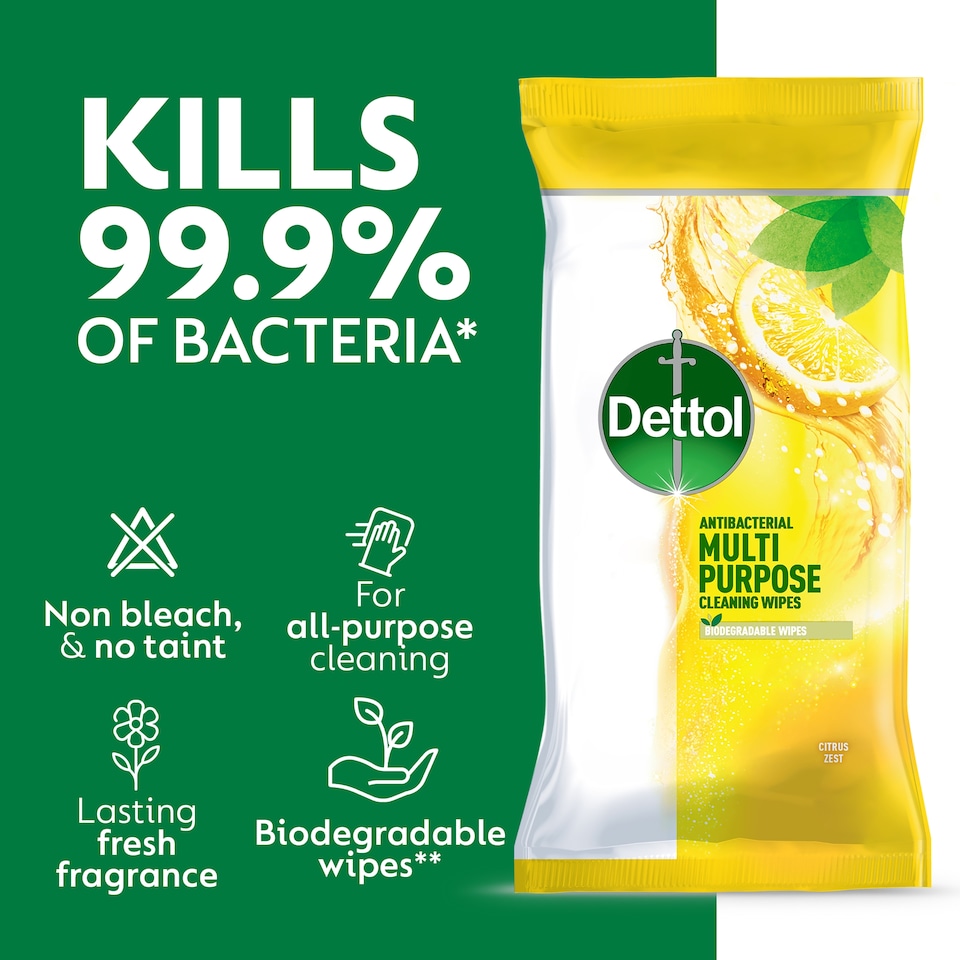 image 1 of Dettol Multi Purpose Citrus Wipes 105S