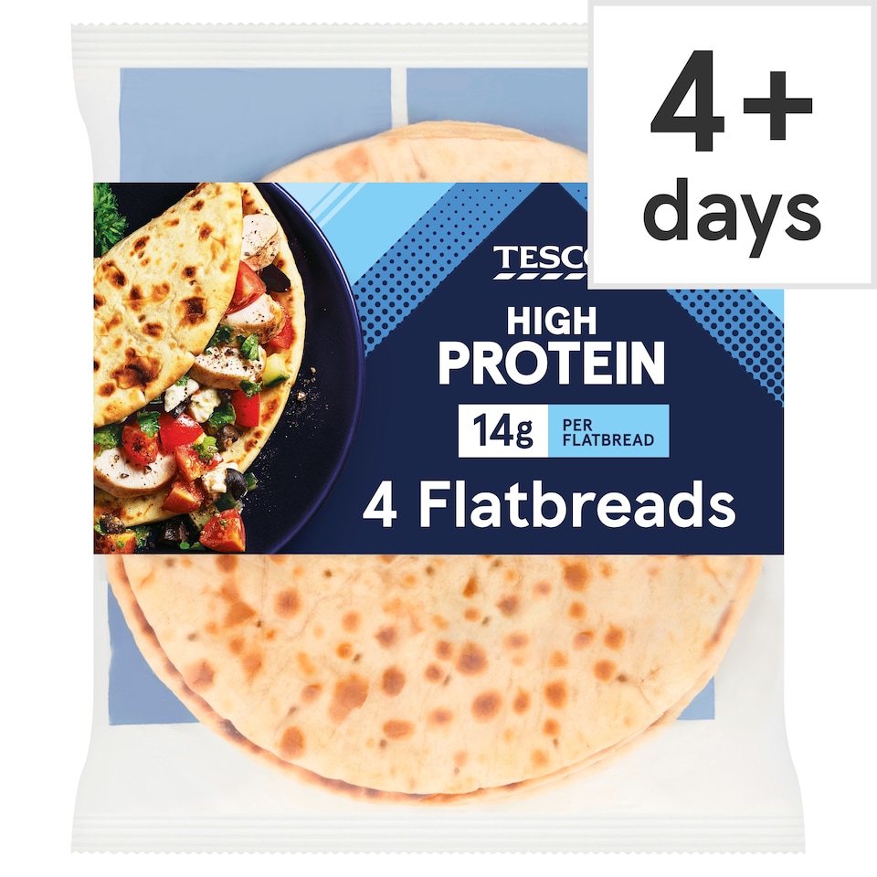 Tesco High Protein 4 Flatbreads 320G