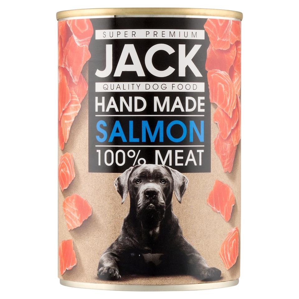 Jack Szuper Premium lazac konzerv teljes értékű állateledel felnőtt kutyák számára 400 g
