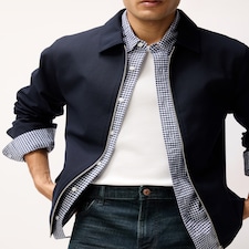 F&F Twill Textured Zip Up Jacket in Navy