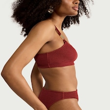 F&F Crinkle Textured Bikini Top in Brick