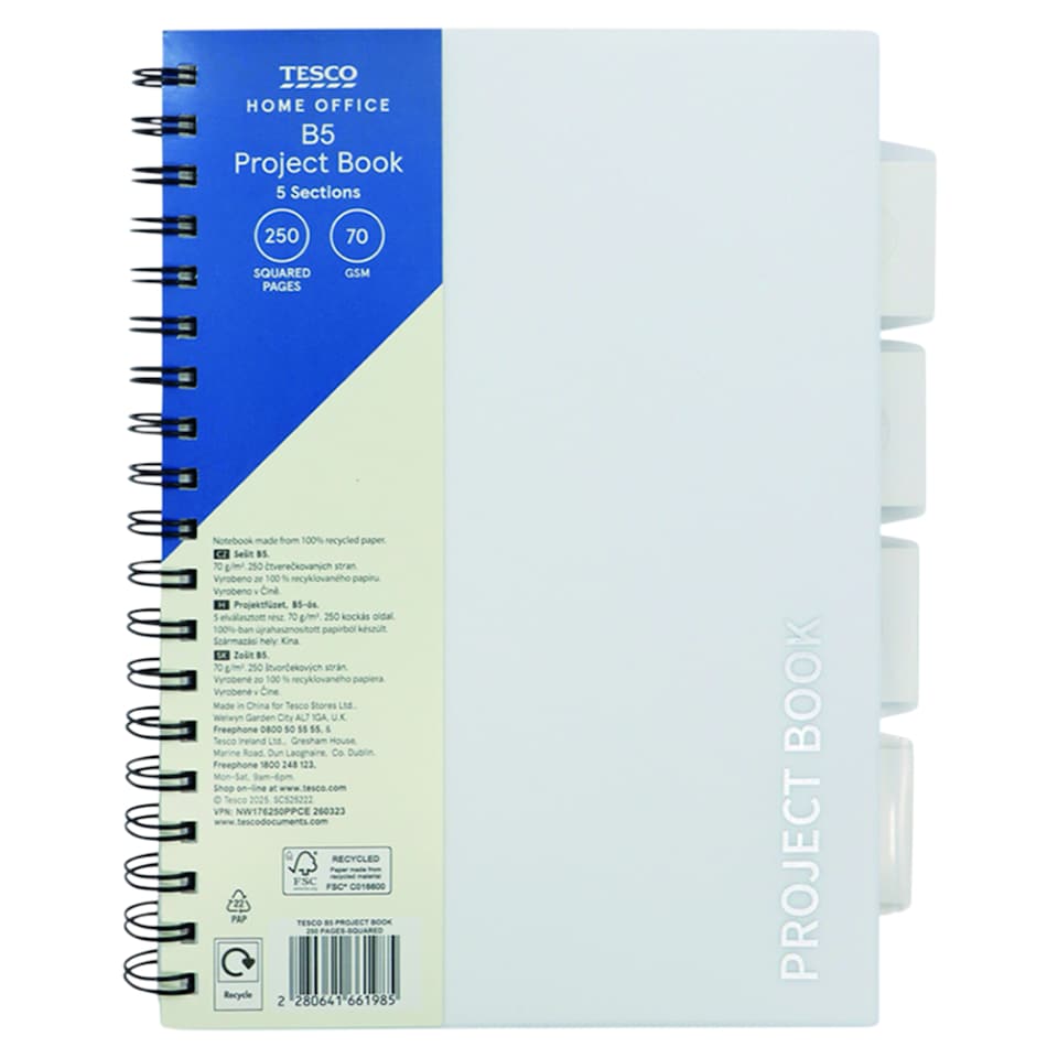 Tesco Home Office Project Book B5 250 Pages
