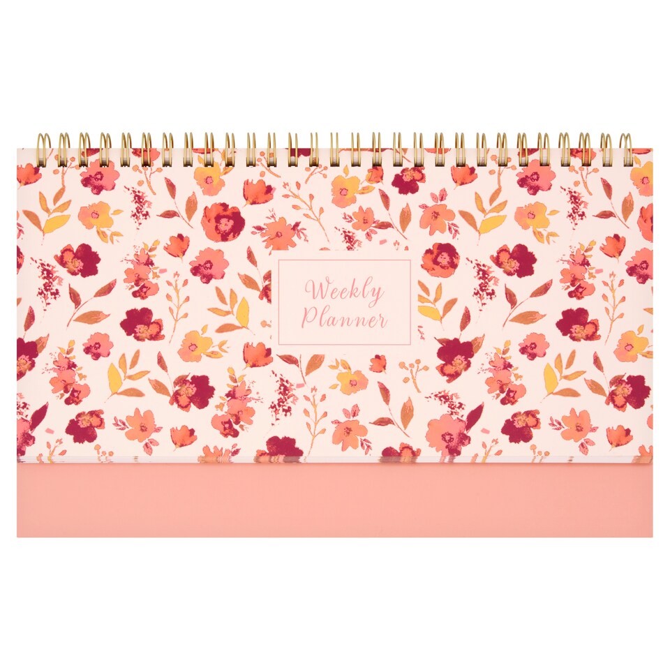 Woodvale Blue Floral Weekly Desk Planner