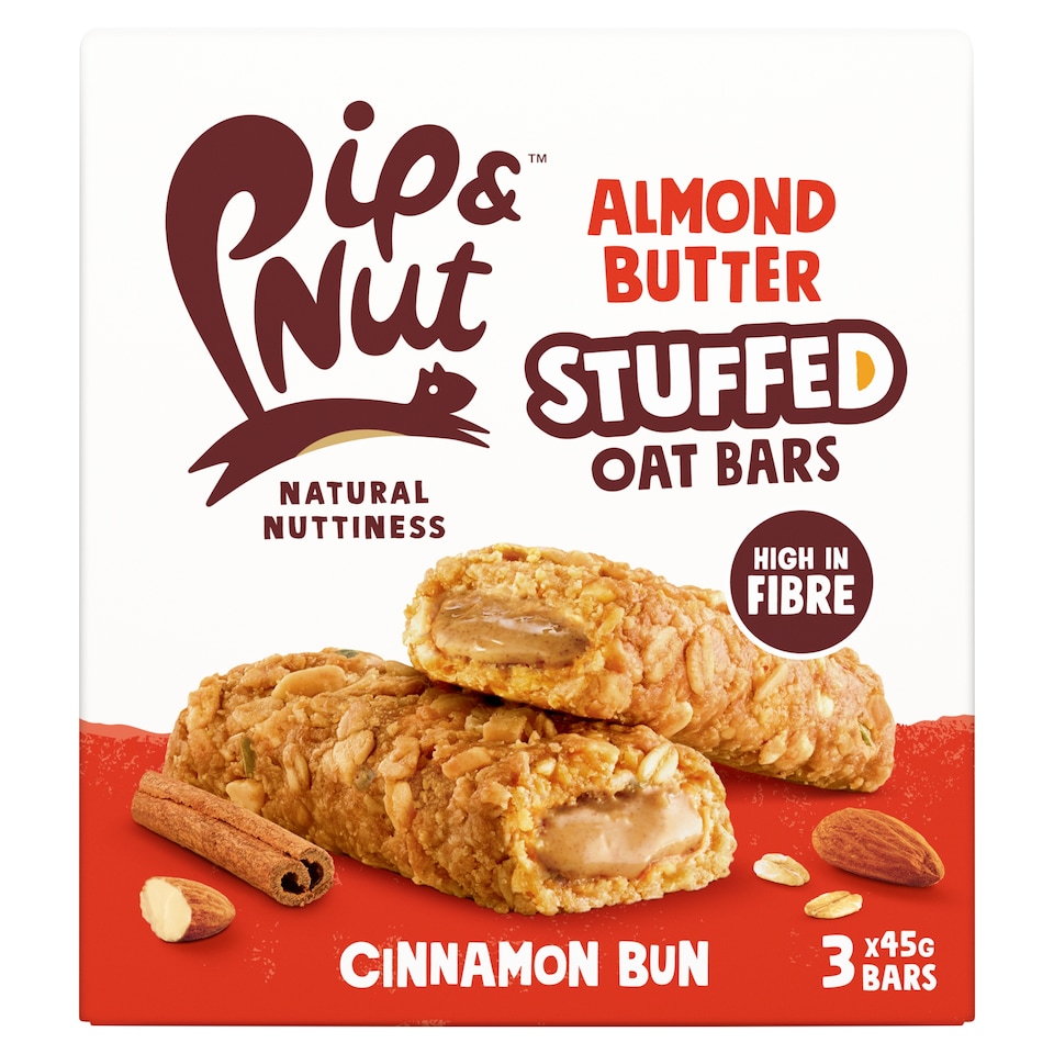 image 1 of Pip & Nut Almond Butter Stuffed Oat Bar Cinnamon Bun 3x45g