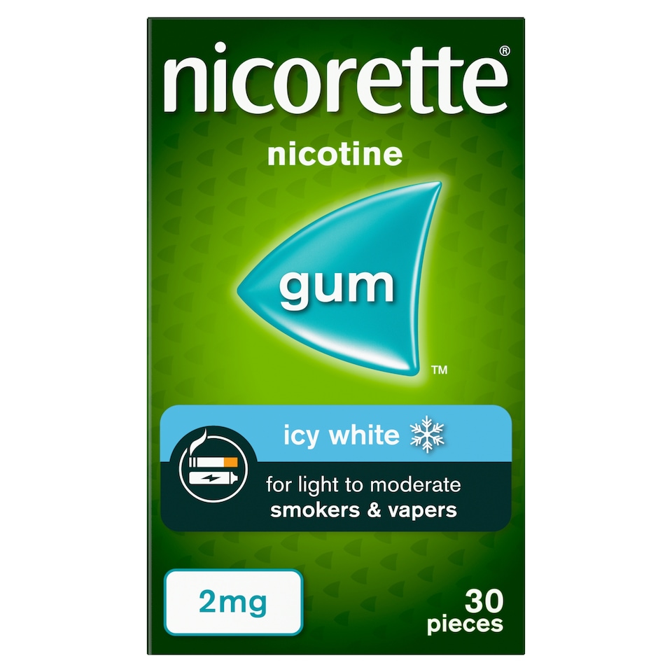 image 1 of Nicorette Stop Smoking Aid 2mg Nicotine Gum - Icy White 30s
