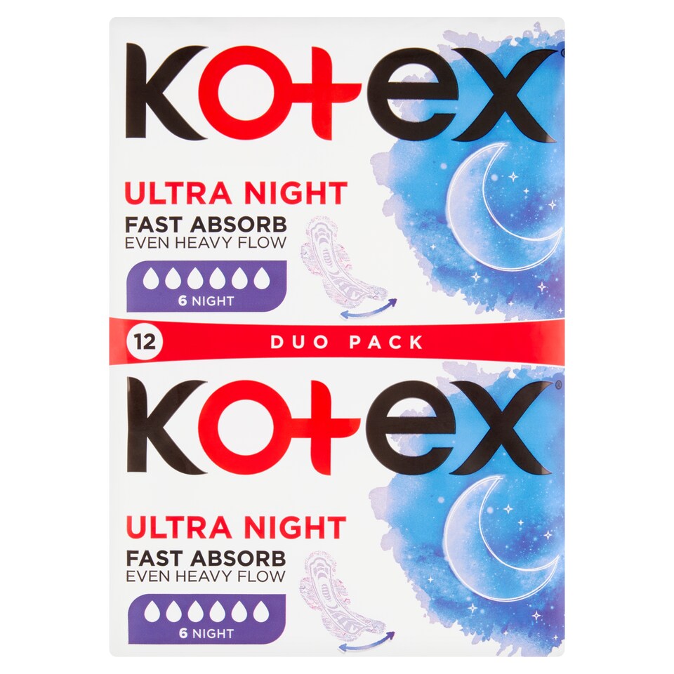 obrázok 1 z Kotex Ultra Night Duo Pack dámské hygienické vložky 12 ks