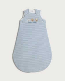 F&F Baby Cotton Rich Striped Animal Friends 1.5 Tog Sleeping Bag in Blue
