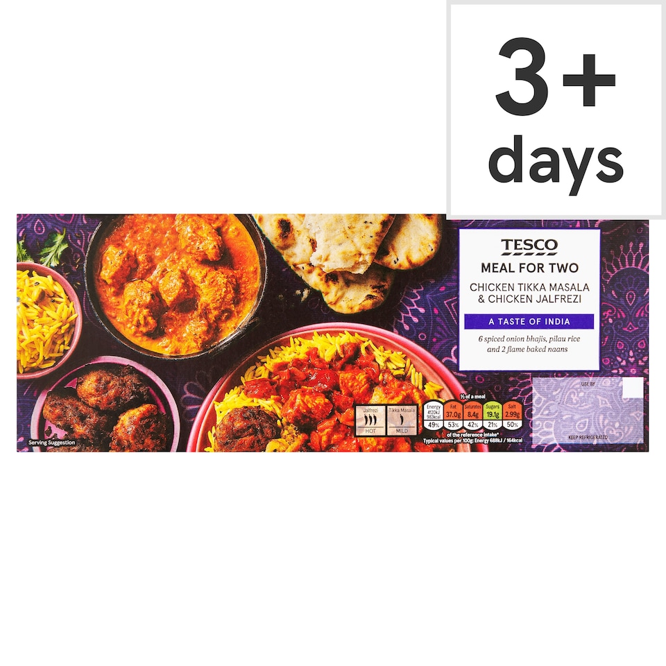 Tesco Chicken Tikka Masala & Chicken Jalfrezi Meal For Two 1.197Kg