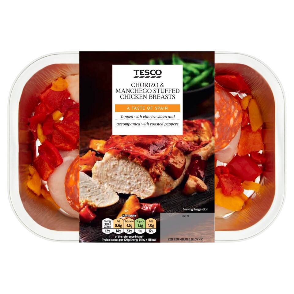 Tesco 2 Chorizo Manchego Chicken Breast 360G