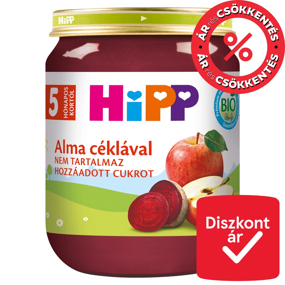HiPP bio alma céklával bébidesszert 5 hónapos kortól 125 g