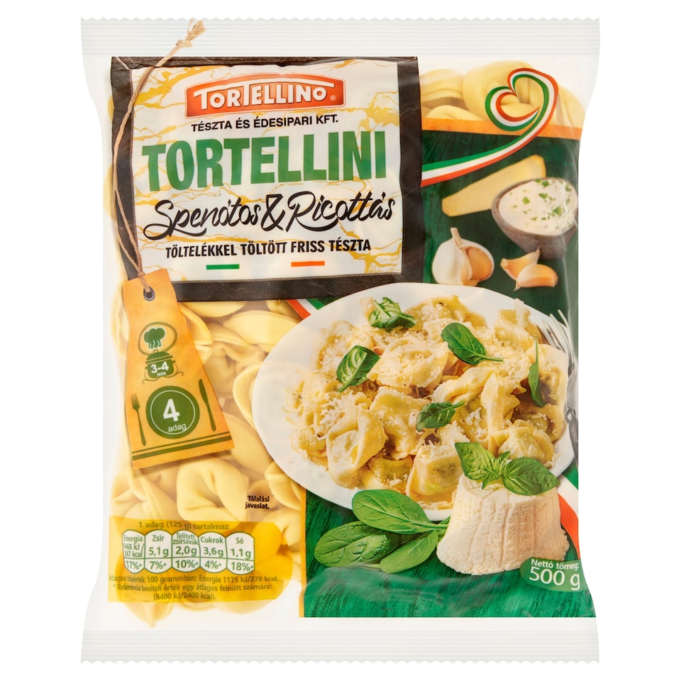 Tortellino Tortellini spenótos & ricottás töltelékel töltött friss tészta 500 g