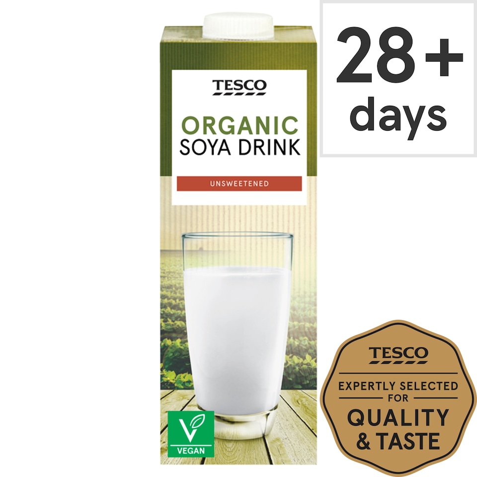 Tesco Organic Longlife Soya Drink Unsweetened 1Ltr