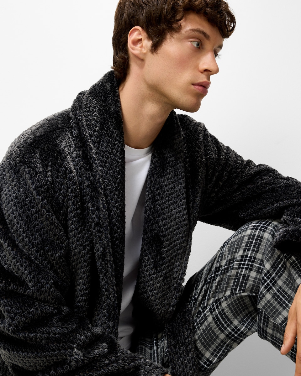 image 1 of F&F Textured Dressing Gown in Grey
