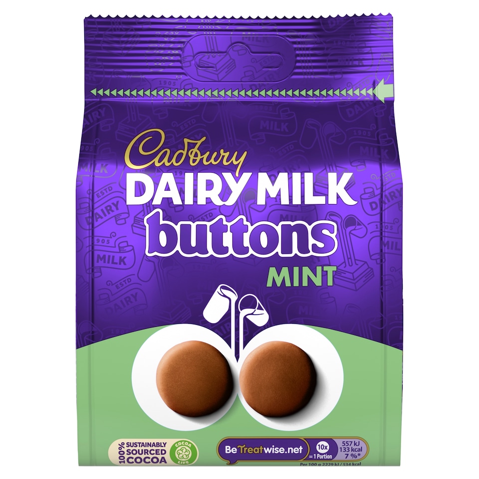 Cadbury Dairy Milk Mint Chocolate Giant Buttons Bag 110G