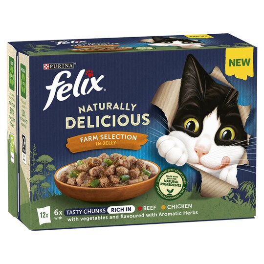 Felix Cat Naturally Delicious Farm Selection In Jelly 12X80g Tesco