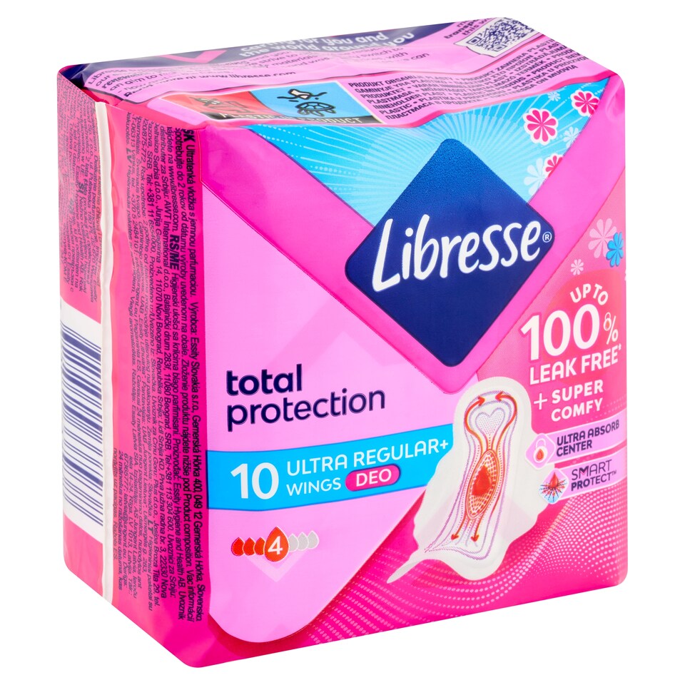 image 1 of Libresse Total Protection Ultra Regular+ Deo Lightly Scented Sanitary Pads 10 pcs