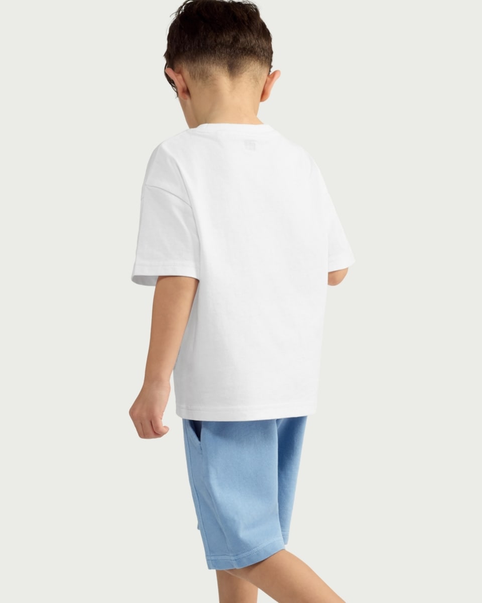 image 1 of F&F Boys 2-Piece Pure Cotton Tiny Speedster T-Shirt and Shorts Set in Multi Blue