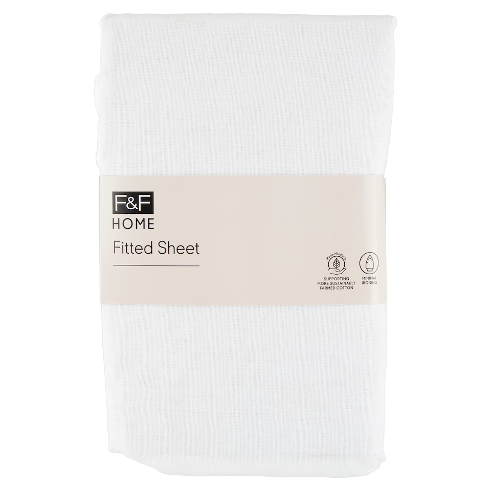 F&F Home Plain Fitted Sheet White 100 x 200 x 25 cm