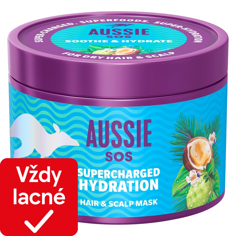 obrázok 1 z Aussie SOS Supercharged Hydration Hair & Scalp Maska 500 ml na Suché Vlasy a Pokožku Hlavy