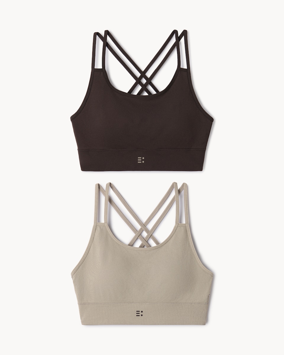 image 1 of F&F Active 2-Pack Seamfree Light Support Sports Bras in Multi