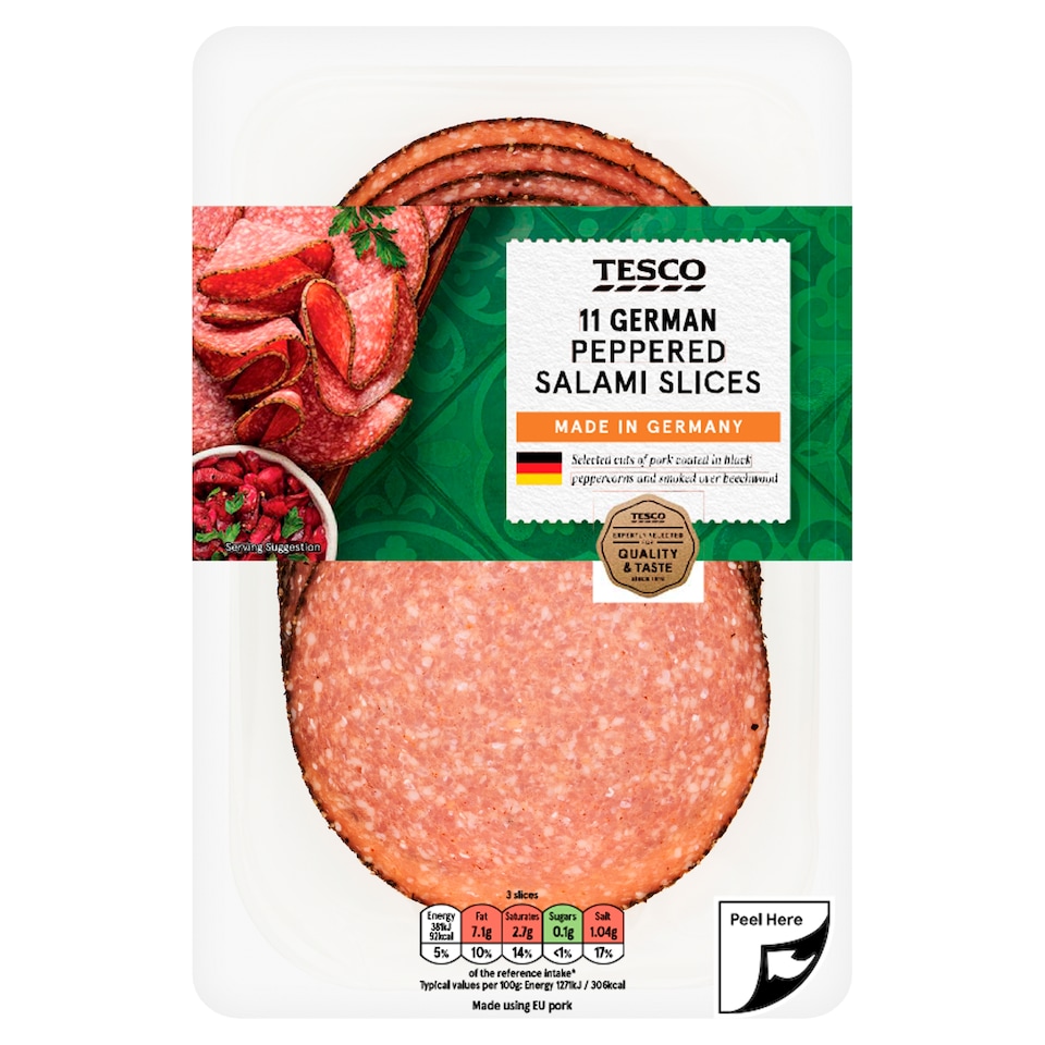 Tesco German Style Peppered Salami Slices 11 Pack 110g