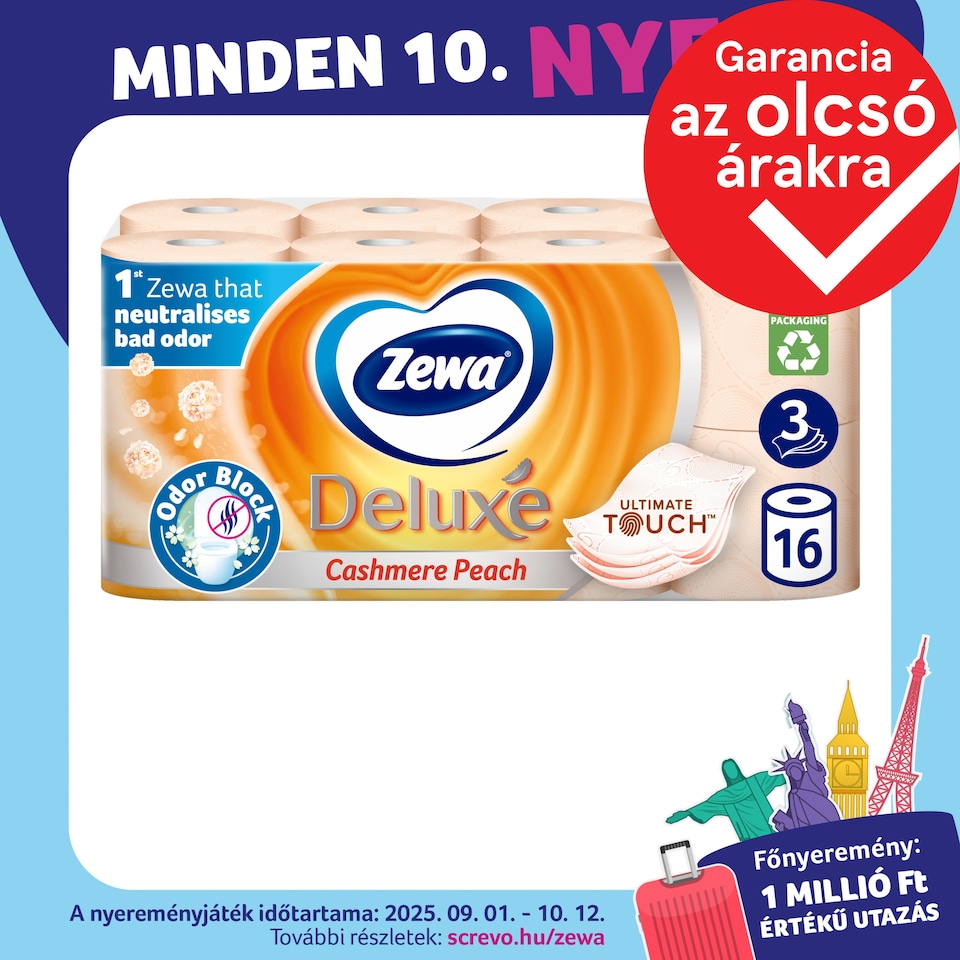 Zewa Deluxe Cashmere Peach toalettpapír 3 rétegű 16 tekercs  1. kép