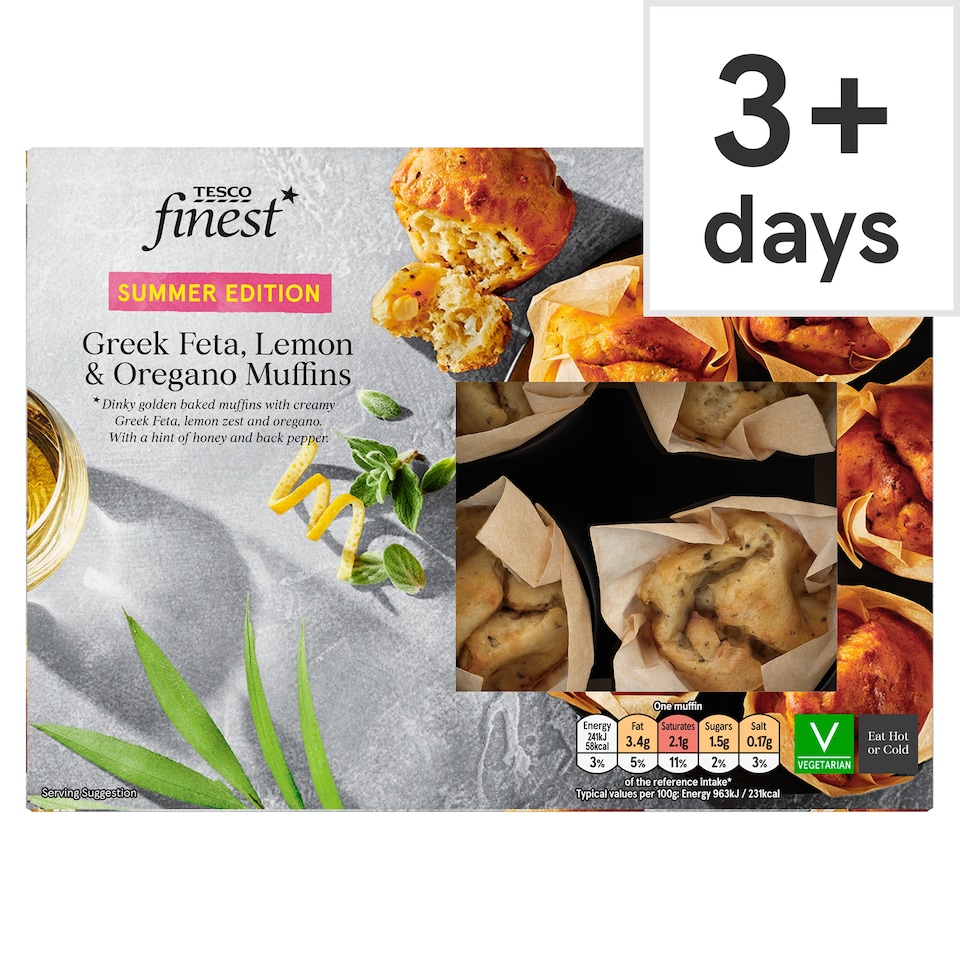 Tesco Finest Greek Feta, Lemon and Oregano Muffins 150g