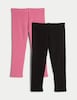 image 2 of F&F Girls 2-Pack Fleece Lined Leggings  in Multi