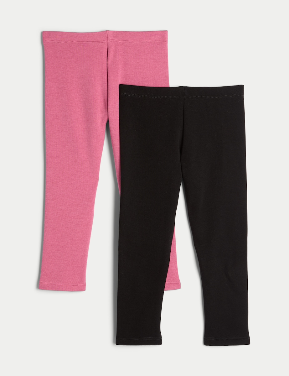 image 1 of F&F Girls 2-Pack Fleece Lined Leggings  in Multi