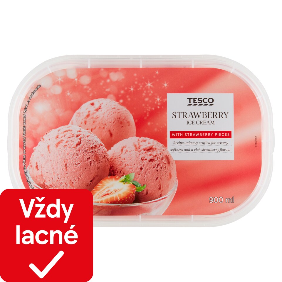 Tesco Strawberry Ice Cream with Strawberry Pieces 900 ml