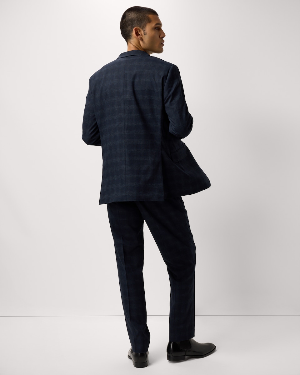 image 1 of F&F Checked Tailored Fit Formal Suit Jacket in Navy