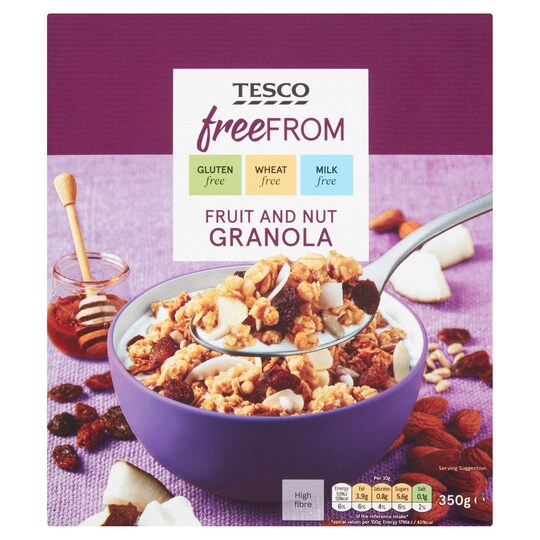 Tesco Free From Fruit & Nut Granola 350G Tesco Groceries