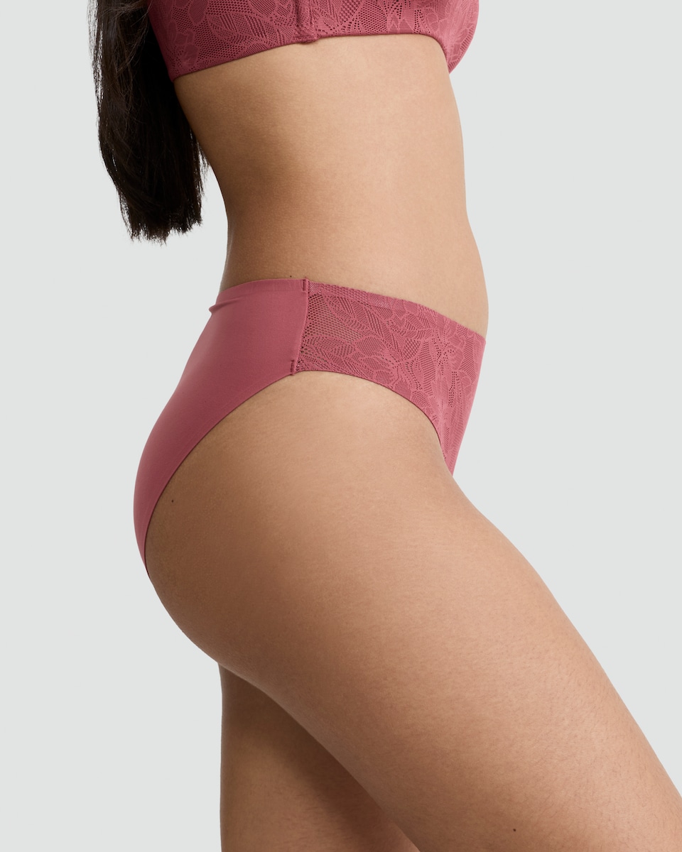 image 1 of F&F 2-Pack Contour Floral Lace High Leg Knickers in Purple