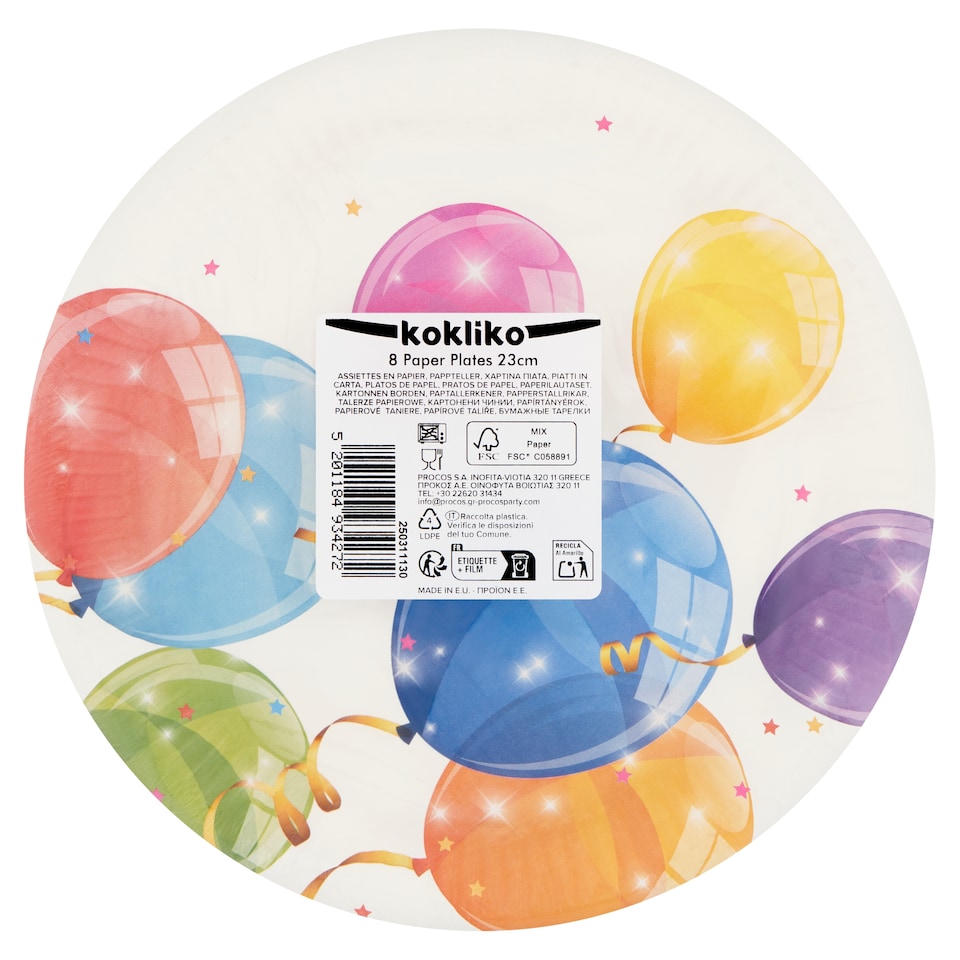 Kokliko Papierové taniere 23 cm 8 ks