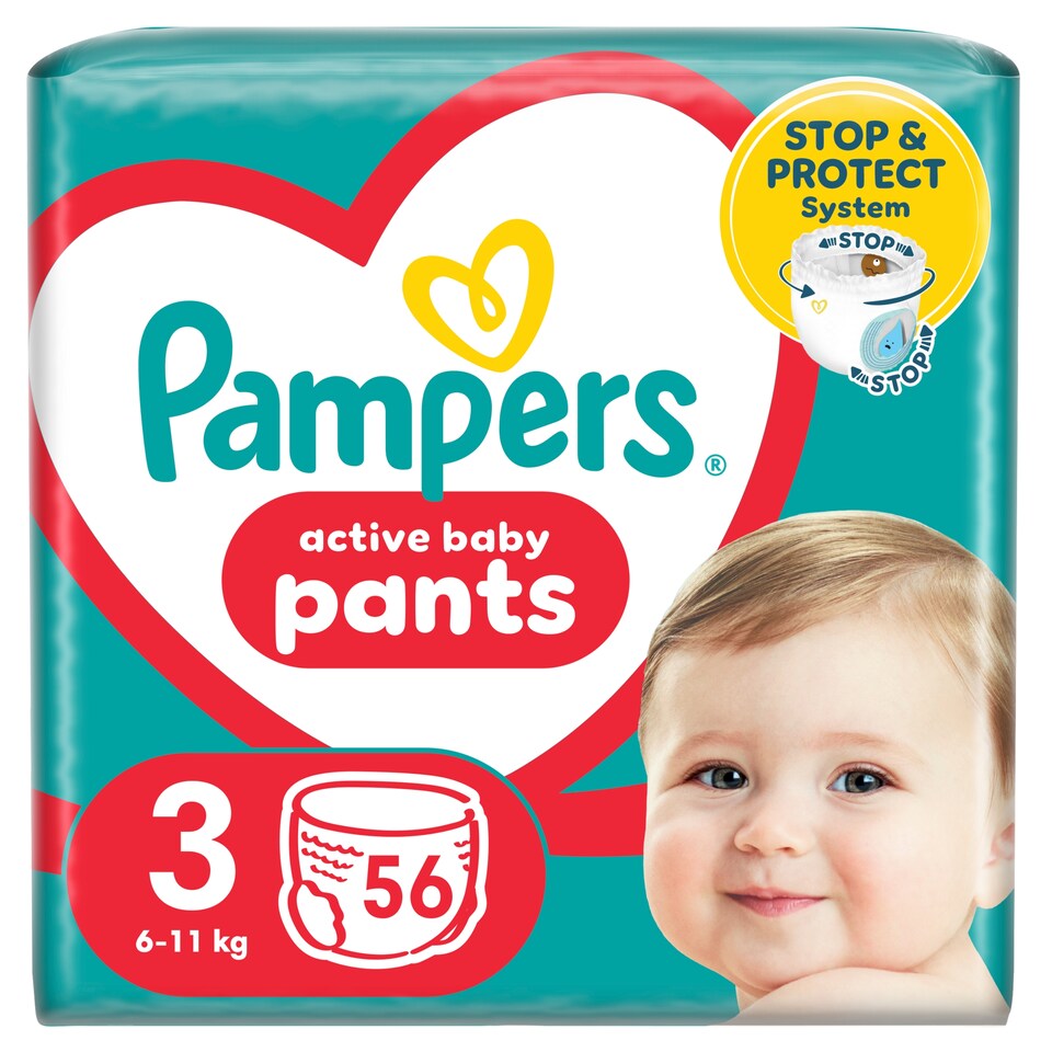 obrázok 1 z Pampers Active Baby plienkové nohavičky veľkosť 3, 56 plienok, 6kg-11kg