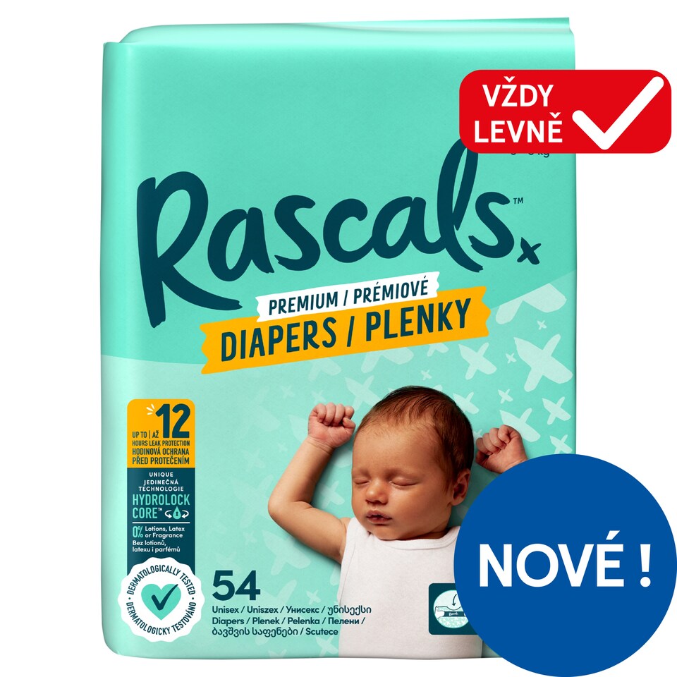 Rascals Premium Diapers 1 3-5 kg 54 pcs